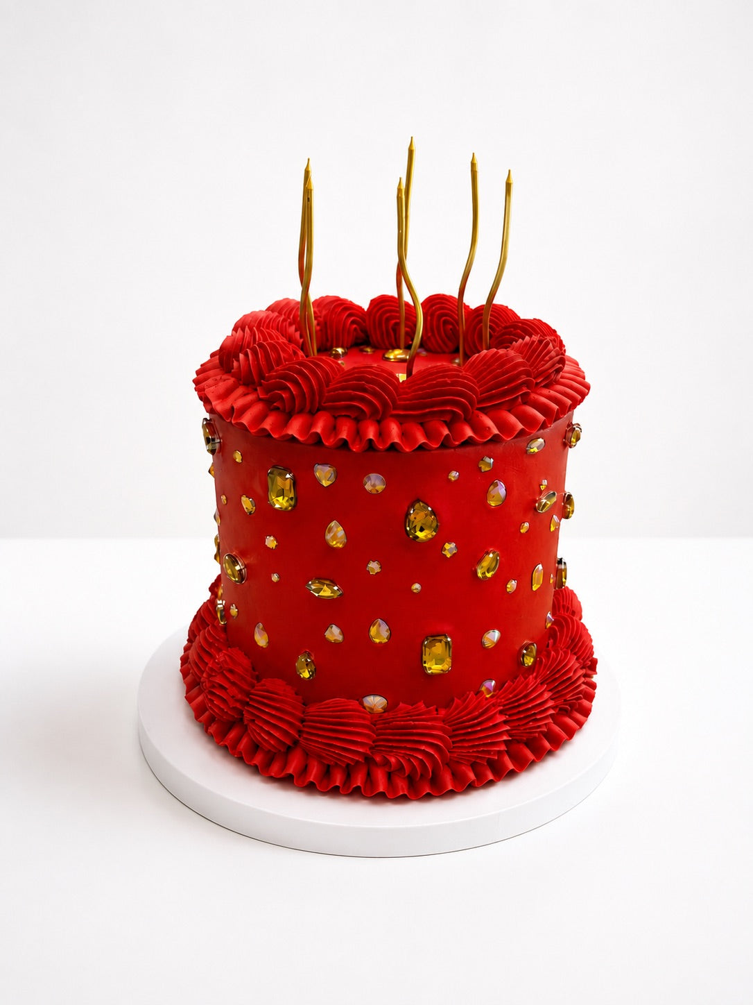 Red Buttercream Cake with Gems