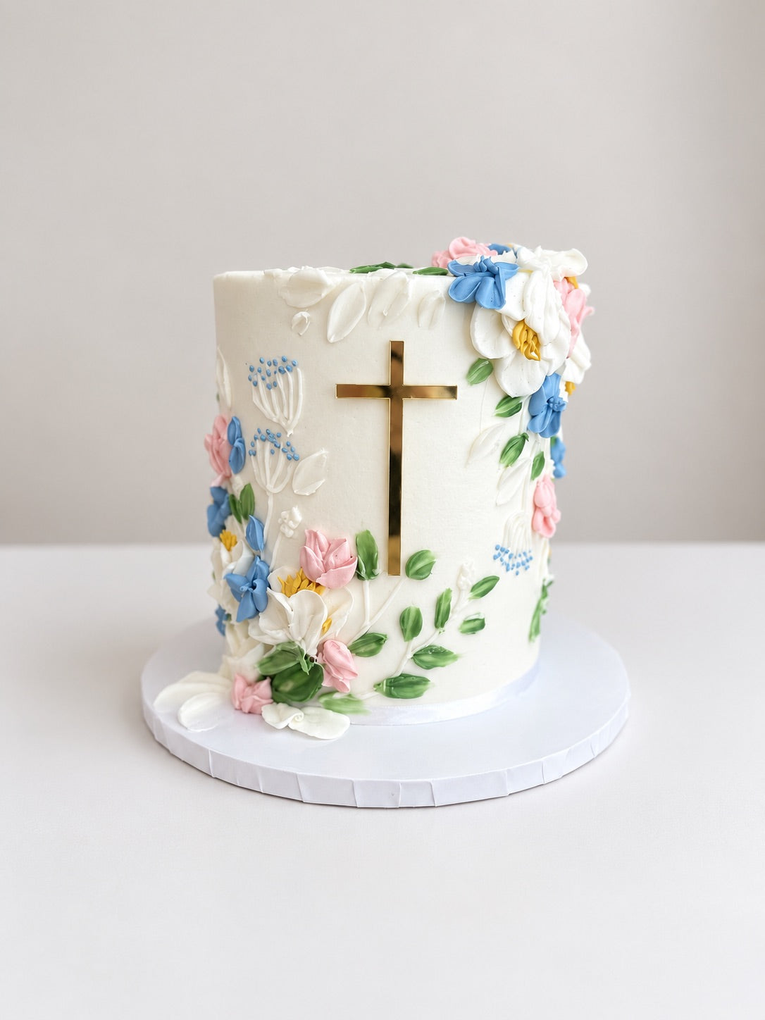 Palette Floral Christening Cake