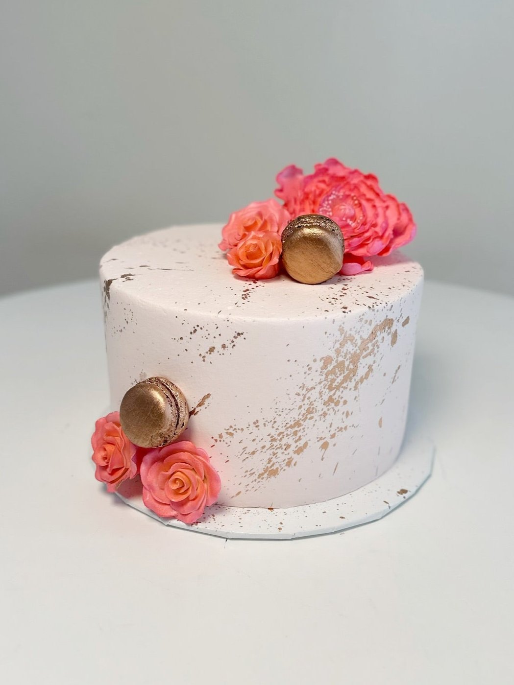 Rose Gold Splatter, Macarons, & Gum Paste Roses
