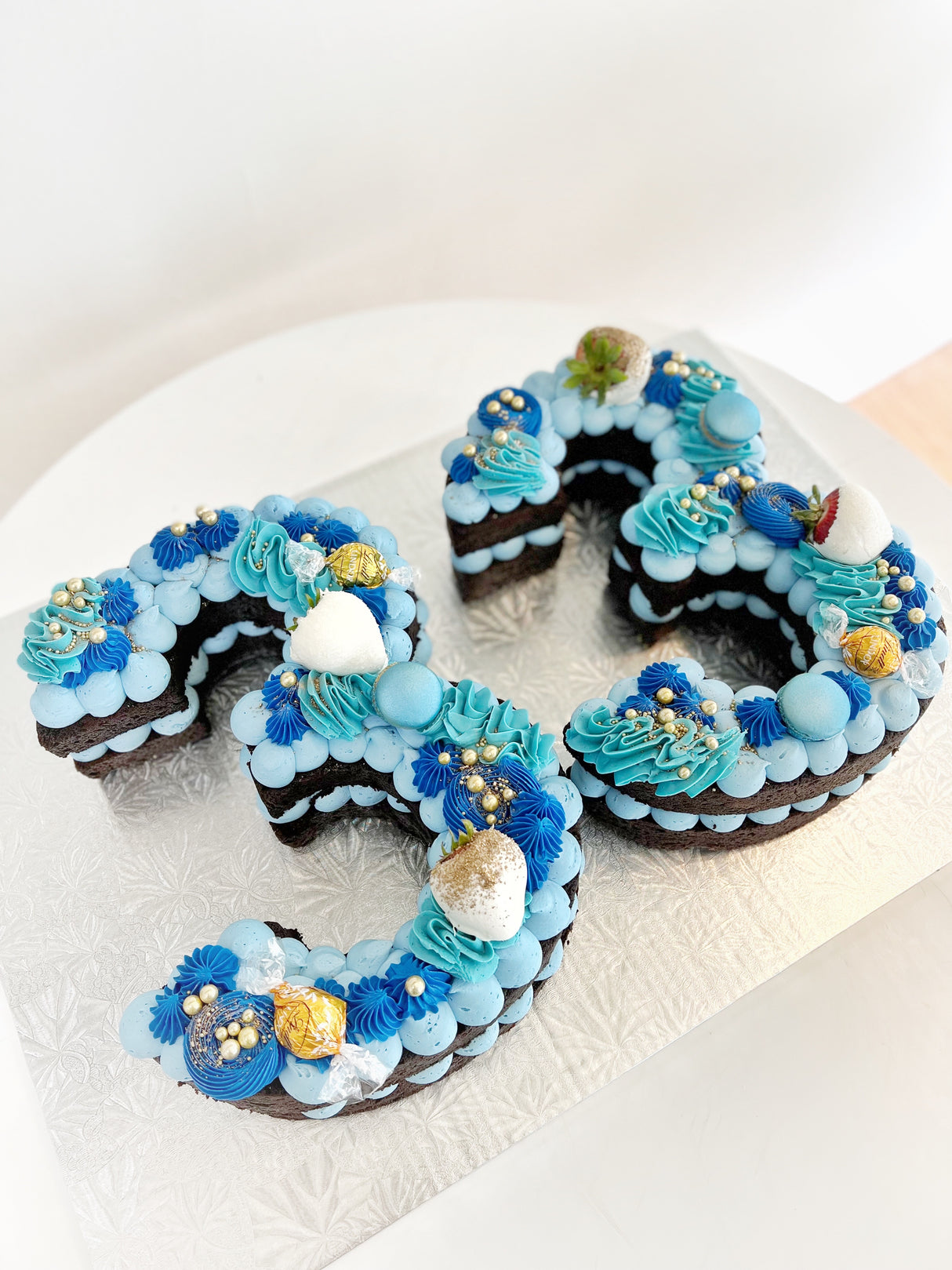 Number Cake with Fresh Fruit & Candy