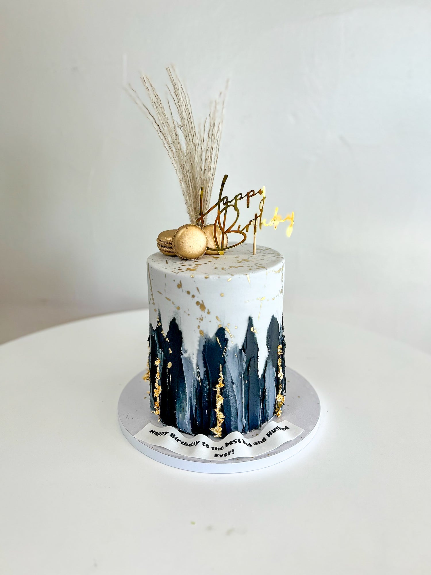 Tall Abstract Palette Knife Buttercream with Macarons