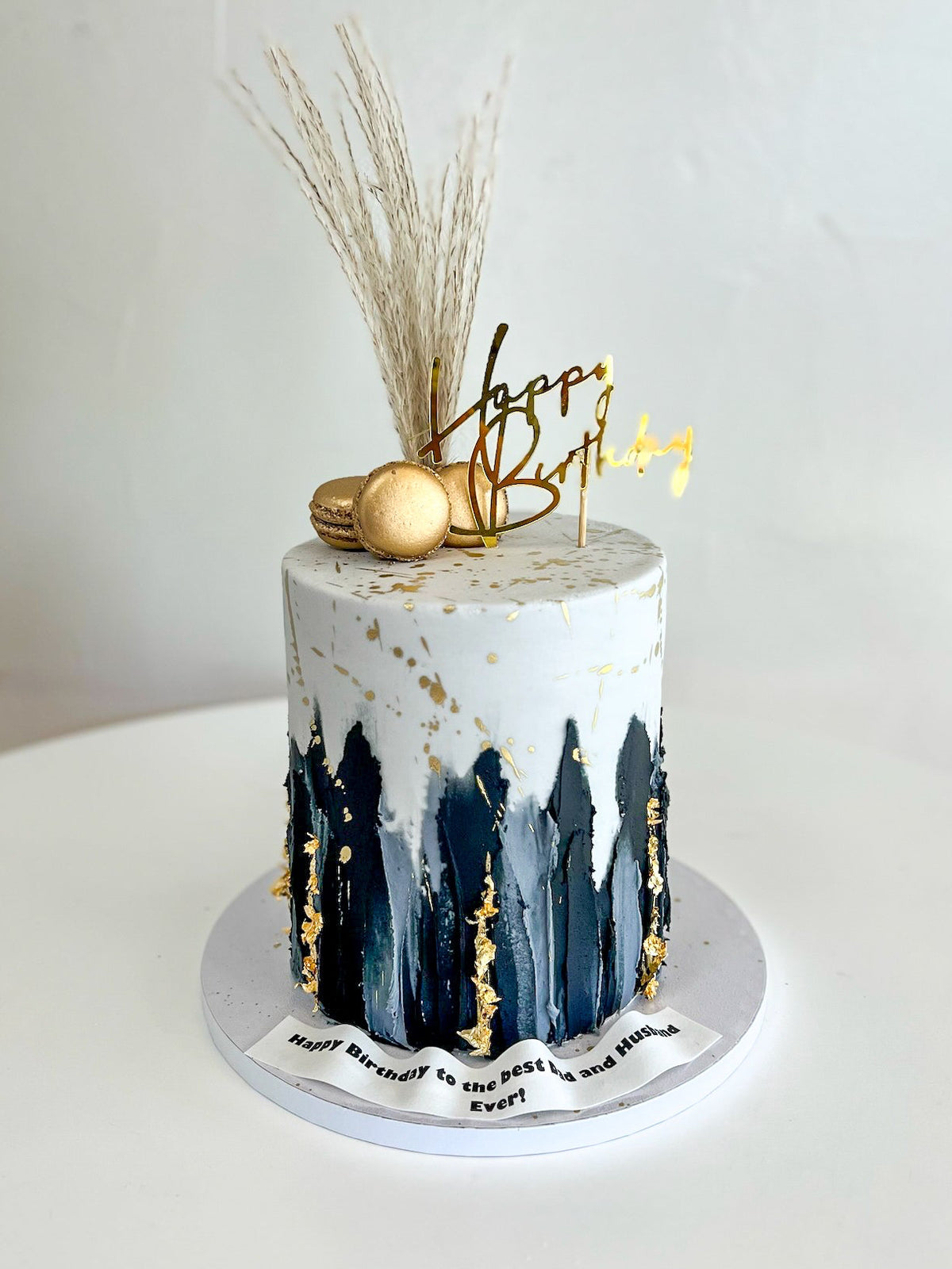 Tall Abstract Palette Knife Buttercream with Macarons