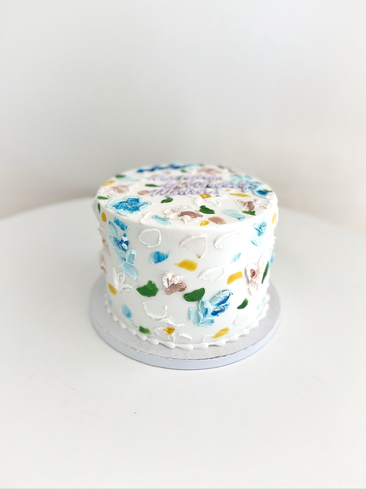 Multicolored Palette Knife Floral Cake