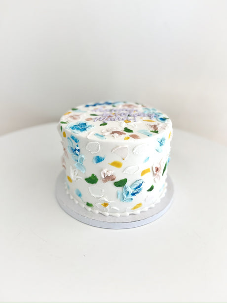 Multicolored Palette Knife Floral Cake