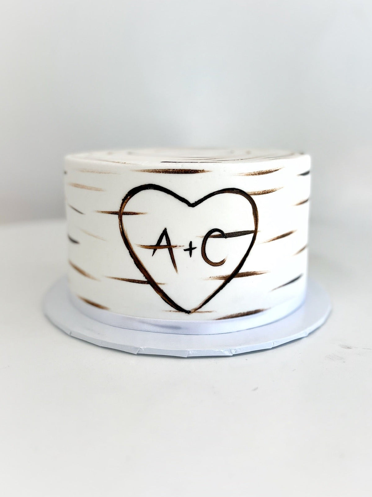 Birch Bark Cake with Initials