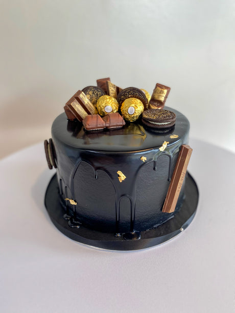 Ganache Drip, Gold Leaf, and Fresh Berries