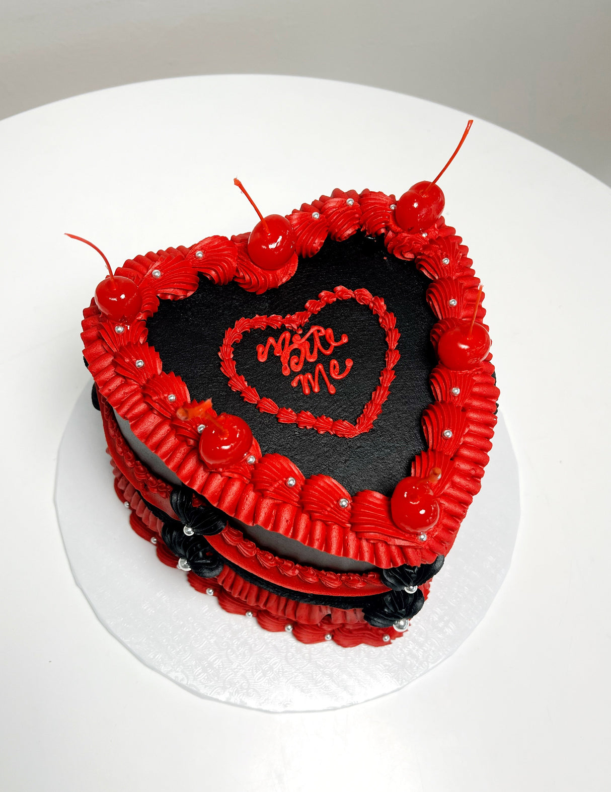 Lambeth Heart with Black & Red Buttercream