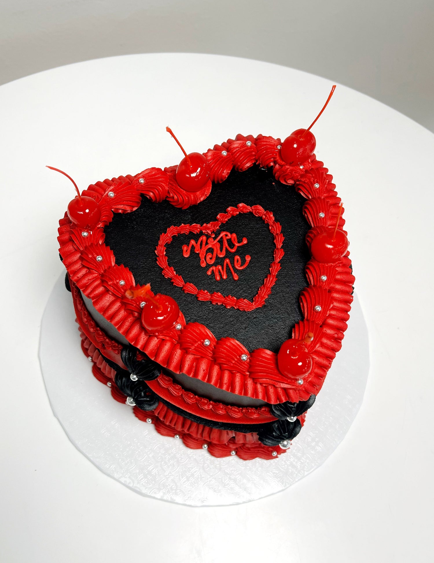 Lambeth Heart with Black & Red Buttercream