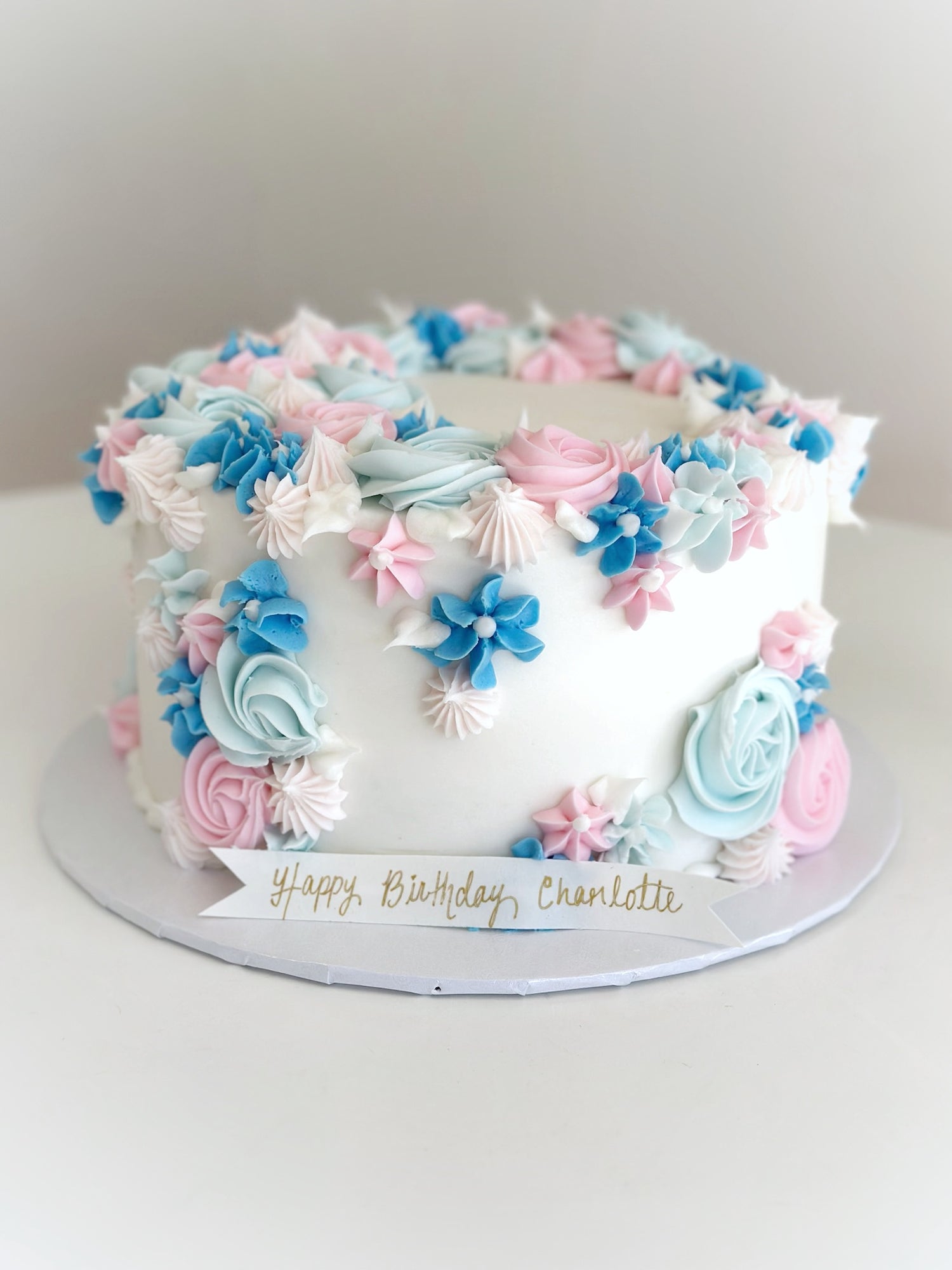 Multicolored Buttercream Floral Cake