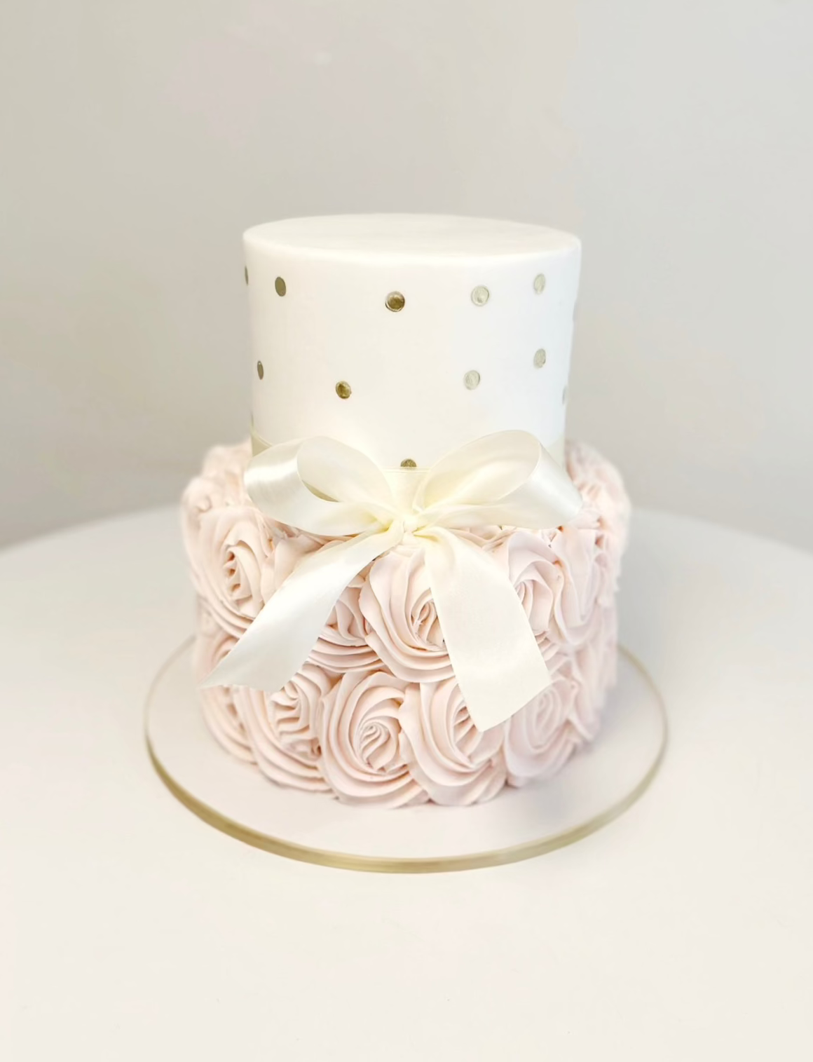 2-Tier Buttercream Rosette Cake with Metallic Dots