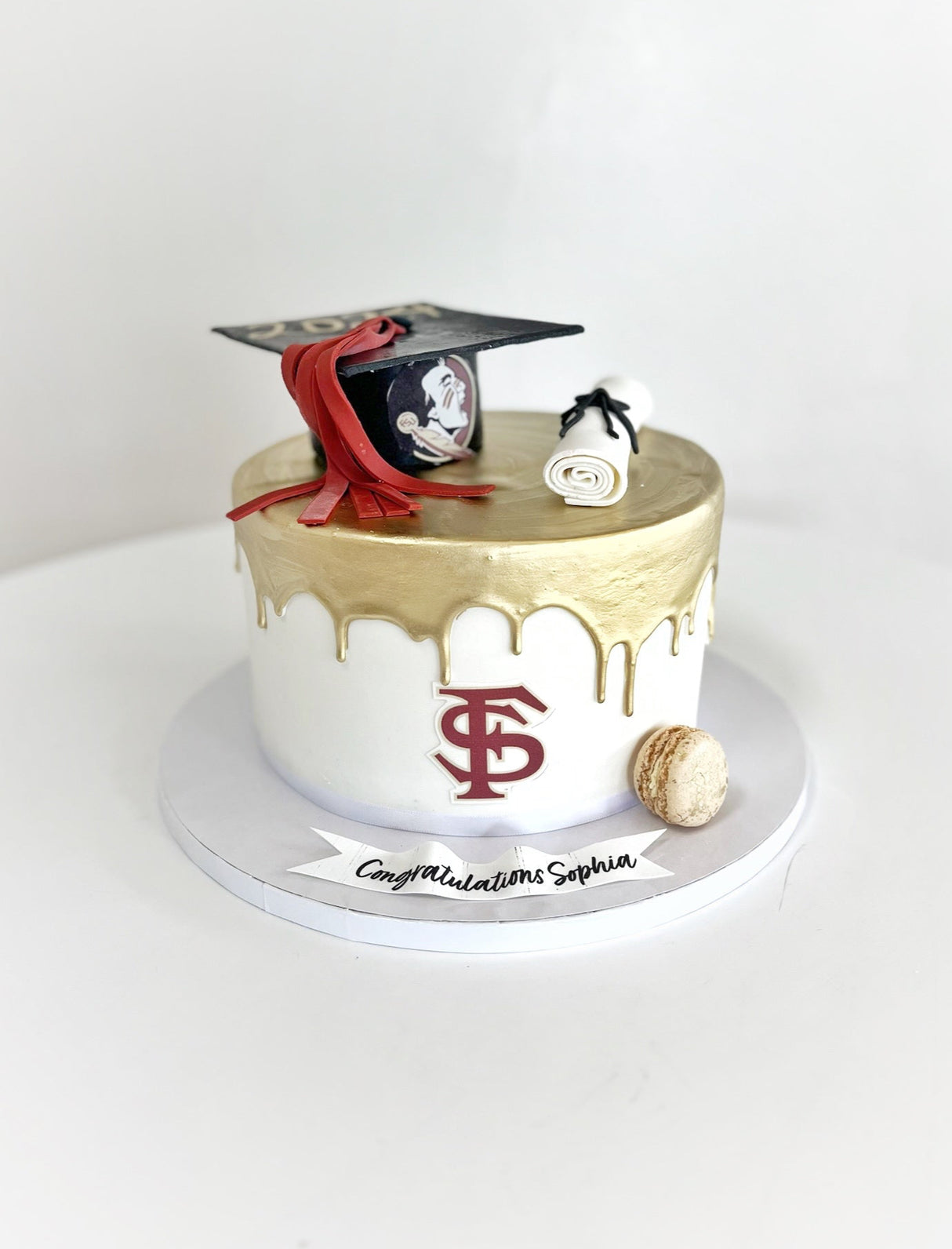 Gold Drip Graduation Cake