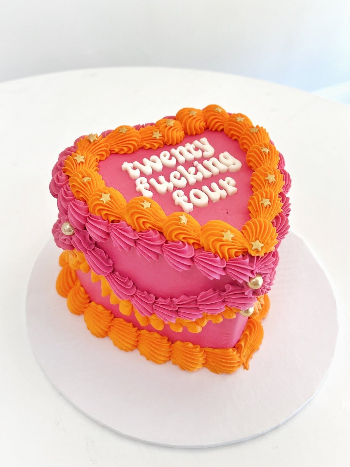 Pink & Orange Lambeth Heart with Fondant Lettering