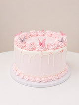 Pink Drip Cake with Edible Butterflies