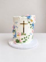 Palette Floral Christening Cake