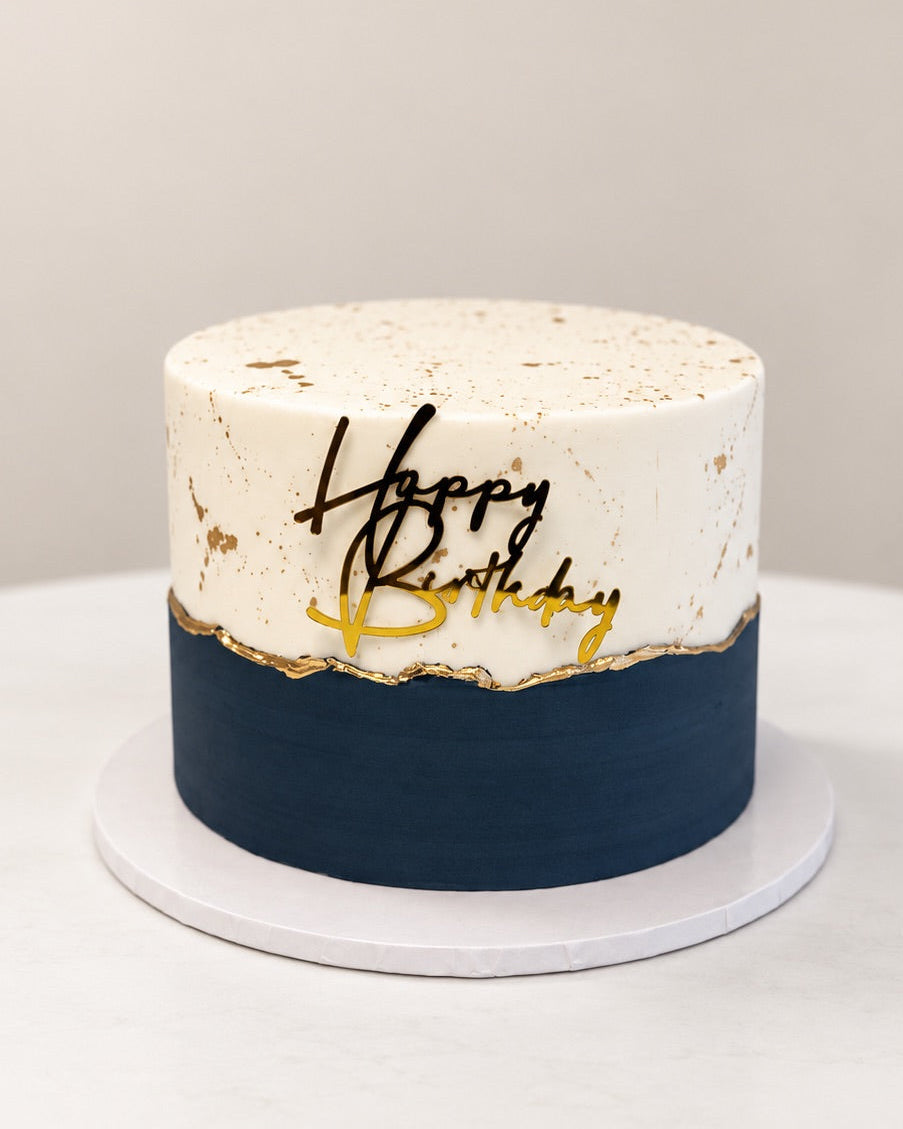 2 Toned Navy Blue and Gold Leaf