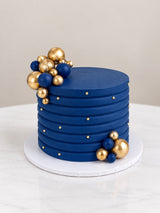Navy Blue Cake with Gold Accents