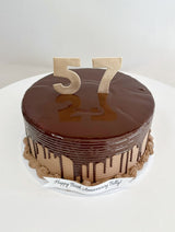 Customized Cake (Indented Comb Design, Chocolate Buttercream with Ganache Drip & Fondant Number)