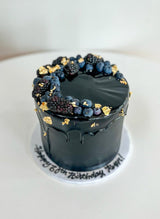 Customized Cake (Black Drip Design with Black Buttercream and Gold Leaf)