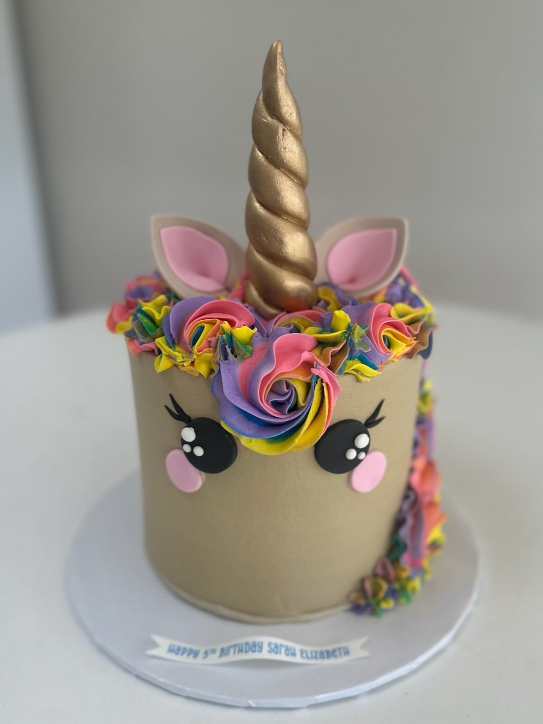 Customized Cake (Unicorn Design with Buttercream, and Fondant Accents)