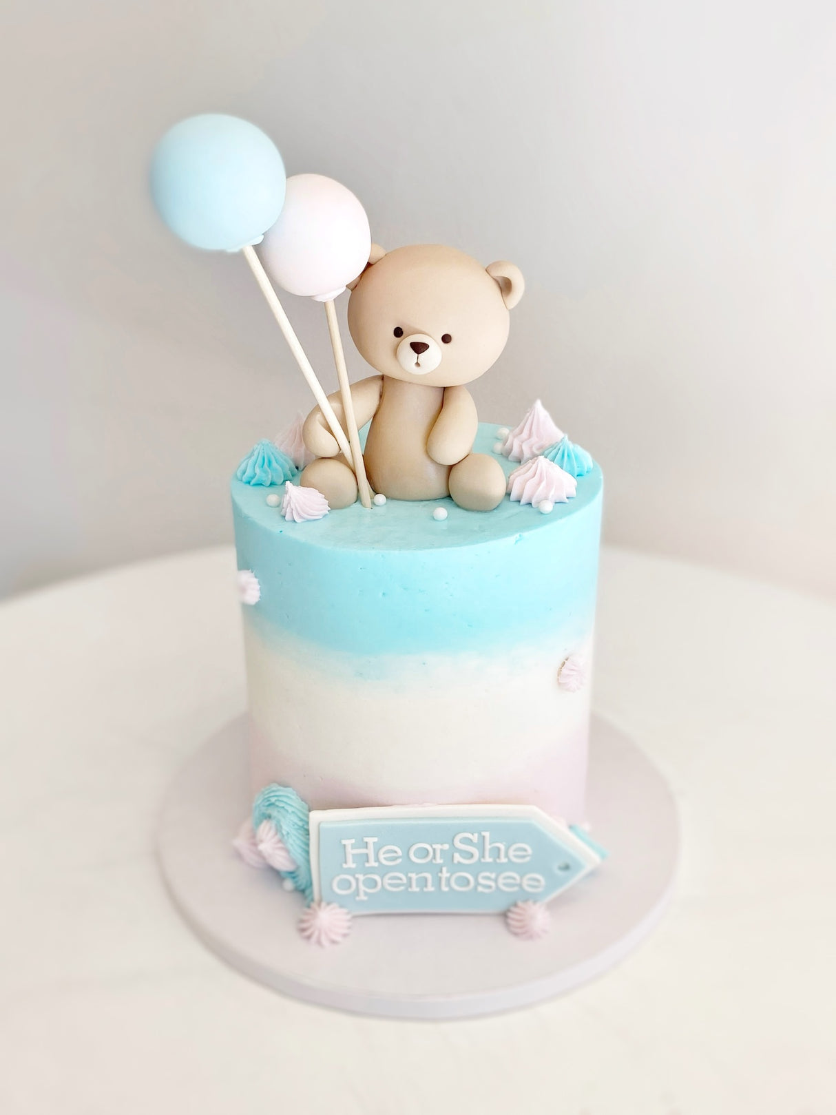 Customized Cake (Tall Teddy Bear Gender Reveal)