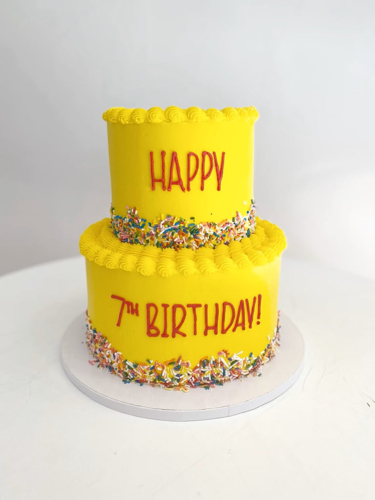 Customized Cake (2-Tier Smooth Design with Buttercream, Sprinkles, and Shell Border)