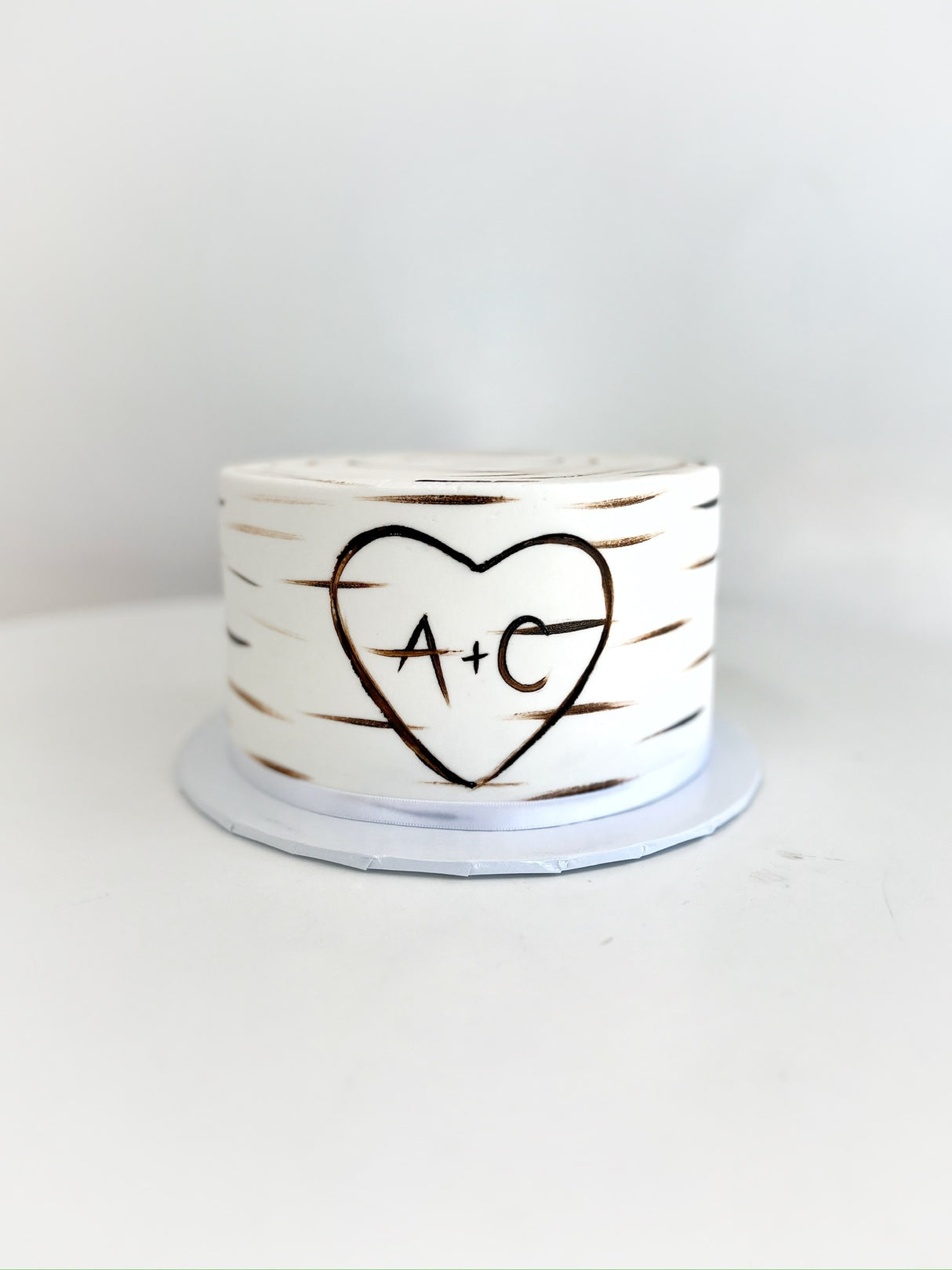 Customized Cake (Birch Bark Design with Initials)