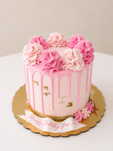 Pink Drip Cake with Gold Leaf