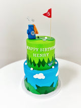 2 Tier Golf Theme with Fondant Accents