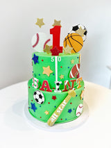 2 Tier Youth Sports with Edible Image and Fondant Accents