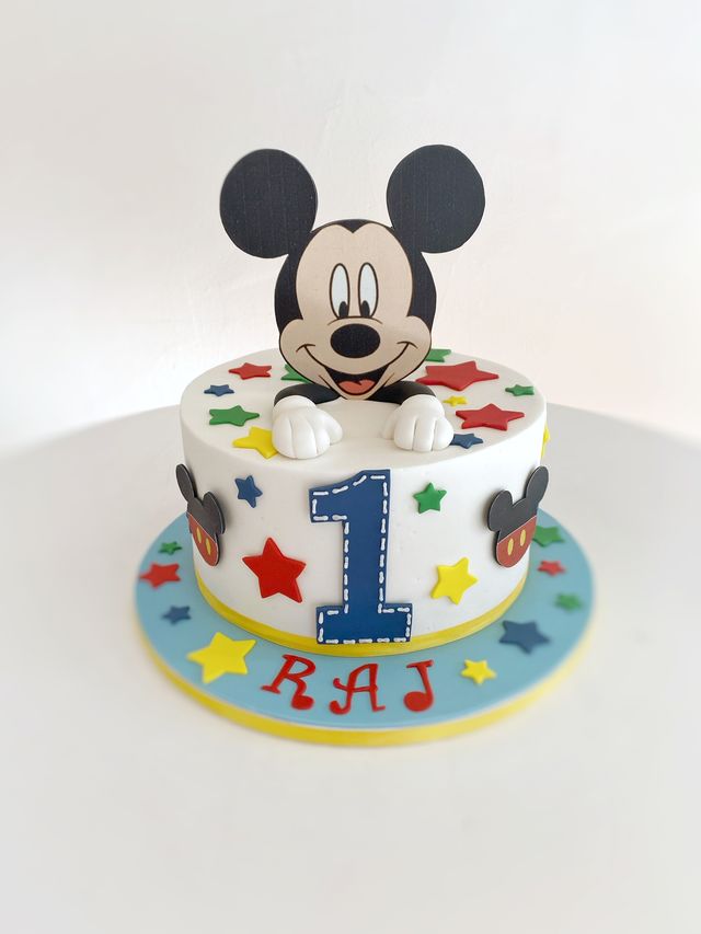 Customized Cake (Mickey Mouse Theme with Edible Image & Fondant Accents)